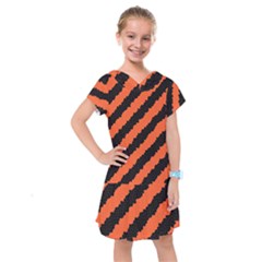 Black Orange Pattern Kids  Drop Waist Dress