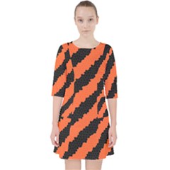 Black Orange Pattern Pocket Dress