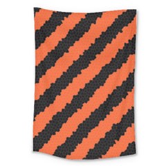 Black Orange Pattern Large Tapestry