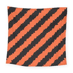 Black Orange Pattern Square Tapestry (Large)