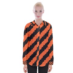 Black Orange Pattern Womens Long Sleeve Shirt