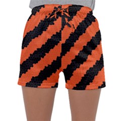 Black Orange Pattern Sleepwear Shorts