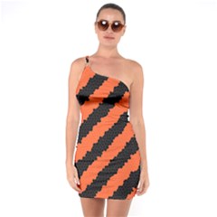 Black Orange Pattern One Soulder Bodycon Dress