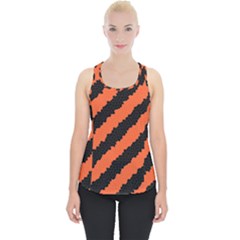 Black Orange Pattern Piece Up Tank Top