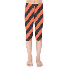 Black Orange Pattern Kids  Capri Leggings 