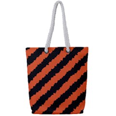 Black Orange Pattern Full Print Rope Handle Tote (Small)