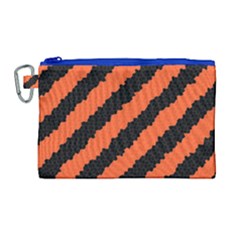 Black Orange Pattern Canvas Cosmetic Bag (Large)