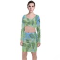 Green Leaves Background Scrapbook Long Sleeve Crop Top & Bodycon Skirt Set View1