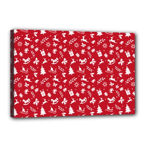 Red Christmas Pattern Canvas 18  X 12  by patternstudio