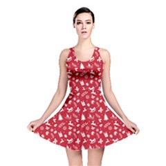 Red Christmas Pattern Reversible Skater Dress by patternstudio