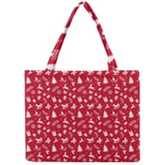 Red Christmas Pattern Mini Tote Bag by patternstudio