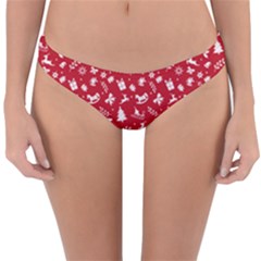 Red Christmas Pattern Reversible Hipster Bikini Bottoms by patternstudio