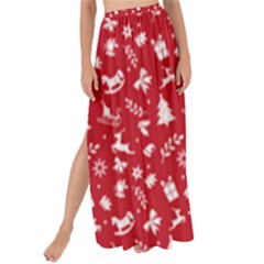 Red Christmas Pattern Maxi Chiffon Tie-up Sarong by patternstudio