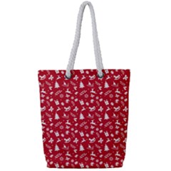 Red Christmas Pattern Full Print Rope Handle Tote (small) by patternstudio