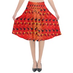 Texture Banner Hearts Flag Germany Flared Midi Skirt