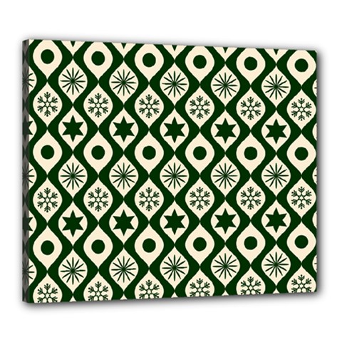 Green Ornate Christmas Pattern Canvas 24  X 20  by patternstudio