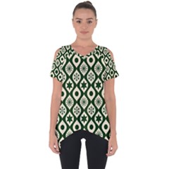 Green Ornate Christmas Pattern Cut Out Side Drop Tee by patternstudio
