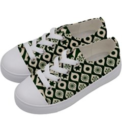 Green Ornate Christmas Pattern Kids  Low Top Canvas Sneakers by patternstudio