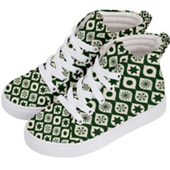 Green Ornate Christmas Pattern Kid s Hi-top Skate Sneakers by patternstudio