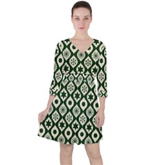 Green Ornate Christmas Pattern Ruffle Dress by patternstudio