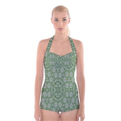 Art Pattern Design Holiday Color Boyleg Halter Swimsuit 