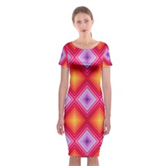 Texture Surface Orange Pink Classic Short Sleeve Midi Dress by Celenk