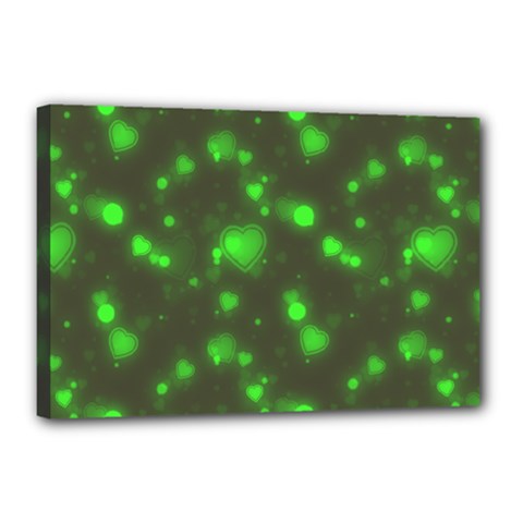 Neon Green Bubble Hearts Canvas 18  X 12  by PodArtist