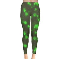 Neon Green Bubble Hearts Leggings  by PodArtist