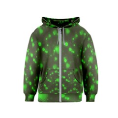 Neon Green Bubble Hearts Kids  Zipper Hoodie by PodArtist