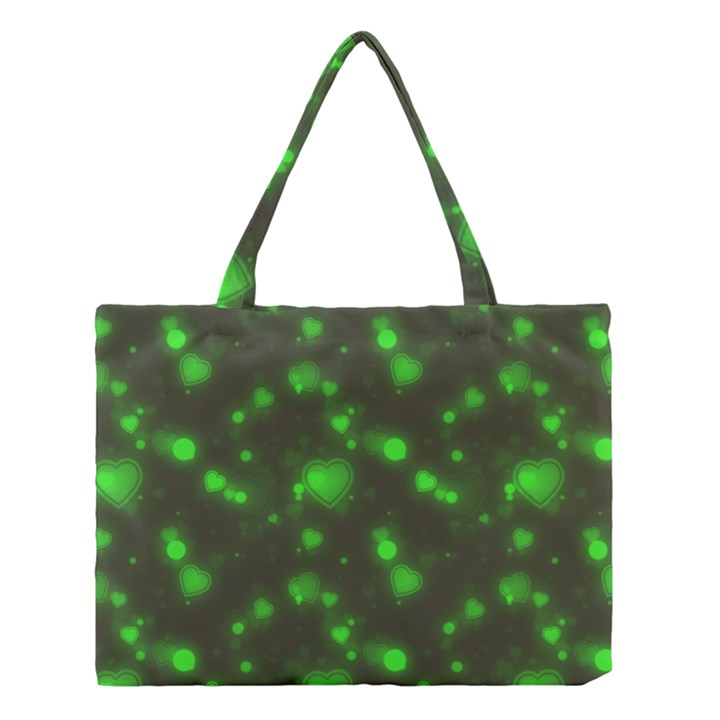 Neon Green Bubble Hearts Medium Tote Bag