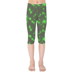 Neon Green Bubble Hearts Kids  Capri Leggings  by PodArtist