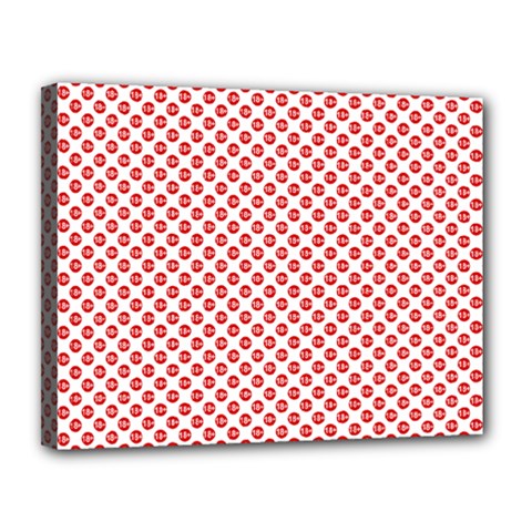 Sexy Red And White Polka Dot Canvas 14  X 11  by PodArtist