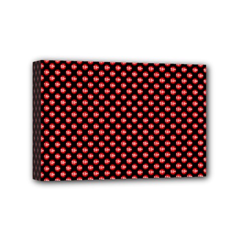 Sexy Red And Black Polka Dot Mini Canvas 6  X 4  by PodArtist