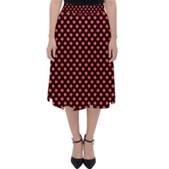 Sexy Red And Black Polka Dot Folding Skater Skirt by PodArtist