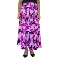 Hot Pink Catmouflage Camouflage Flared Maxi Skirt by PodArtist