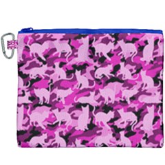 Hot Pink Catmouflage Camouflage Canvas Cosmetic Bag (xxxl) by PodArtist