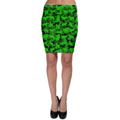 Bright Neon Green Catmouflage Bodycon Skirt by PodArtist