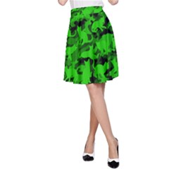 Bright Neon Green Catmouflage A-line Skirt by PodArtist