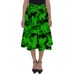 Bright Neon Green Catmouflage Perfect Length Midi Skirt by PodArtist