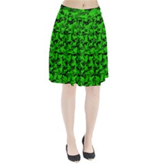 Bright Neon Green Catmouflage Pleated Skirt by PodArtist