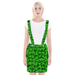 Bright Neon Green Catmouflage Braces Suspender Skirt by PodArtist