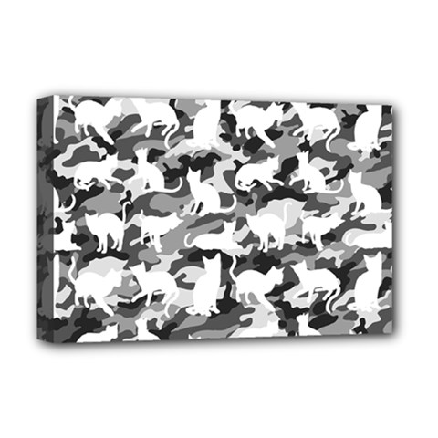 Black And White Catmouflage Camouflage Deluxe Canvas 18  X 12   by PodArtist