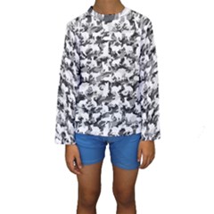 Black And White Catmouflage Camouflage Kids  Long Sleeve Swimwear by PodArtist