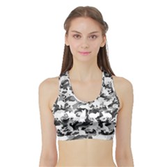 Black And White Catmouflage Camouflage Sports Bra With Border by PodArtist