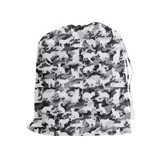 Black And White Catmouflage Camouflage Drawstring Pouches (extra Large) by PodArtist