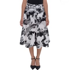 Black And White Catmouflage Camouflage Perfect Length Midi Skirt by PodArtist