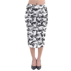 Black And White Catmouflage Camouflage Midi Pencil Skirt by PodArtist