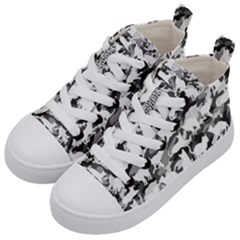 Black And White Catmouflage Camouflage Kid s Mid-top Canvas Sneakers by PodArtist