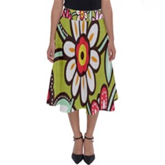 Flowers Fabrics Floral Design Perfect Length Midi Skirt by Celenk