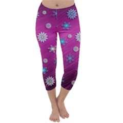 Snowflakes 3d Random Overlay Capri Winter Leggings  by Celenk